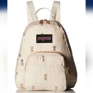 JANSPORT Cream Mini Backpack. Backpack with Golden Pineapples.